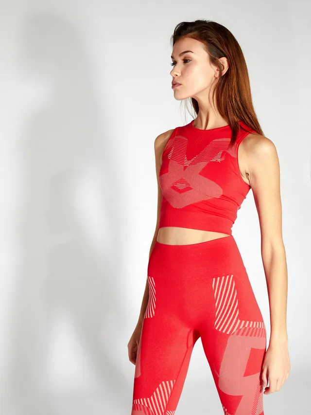 Lucas Hugh Flexon Crop Top Rosso Nude Taglia L Elasticizzato