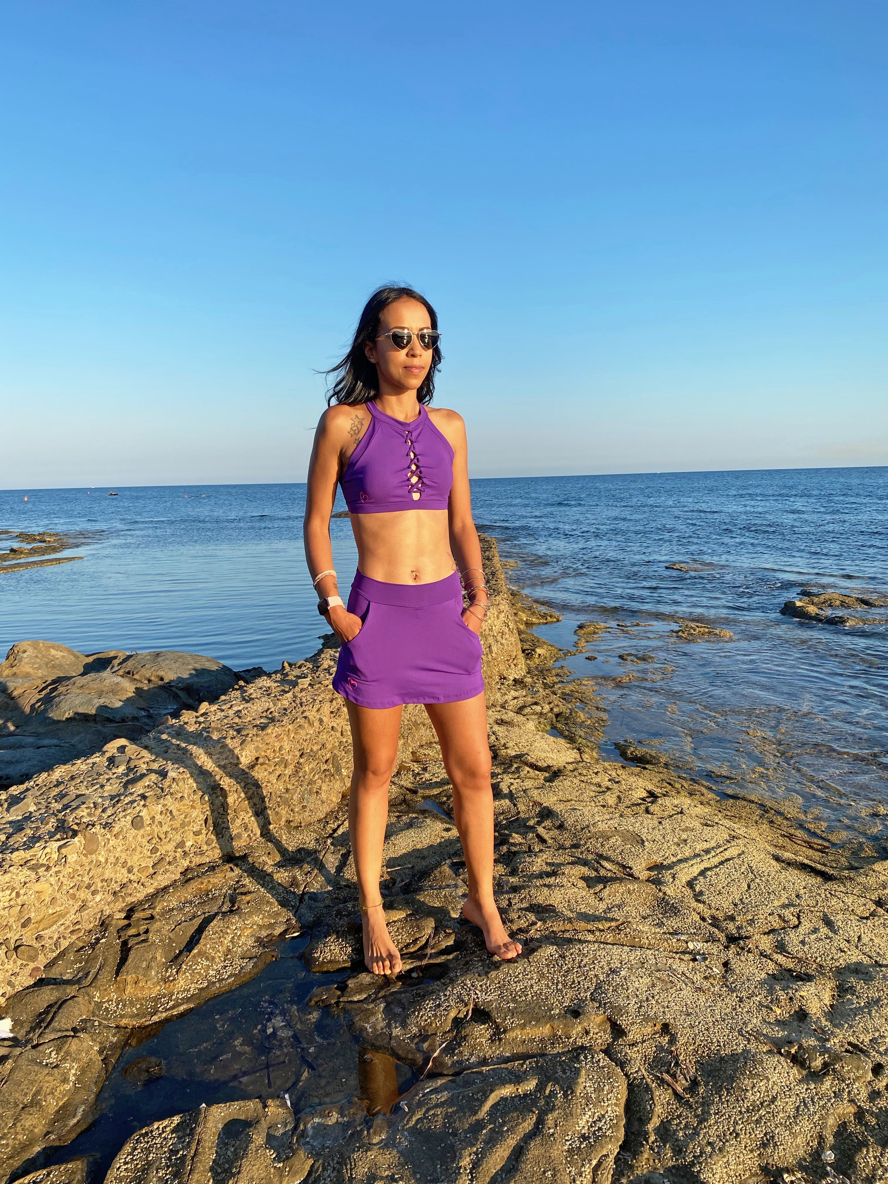 VB Purple gonna short sportiva traspirante