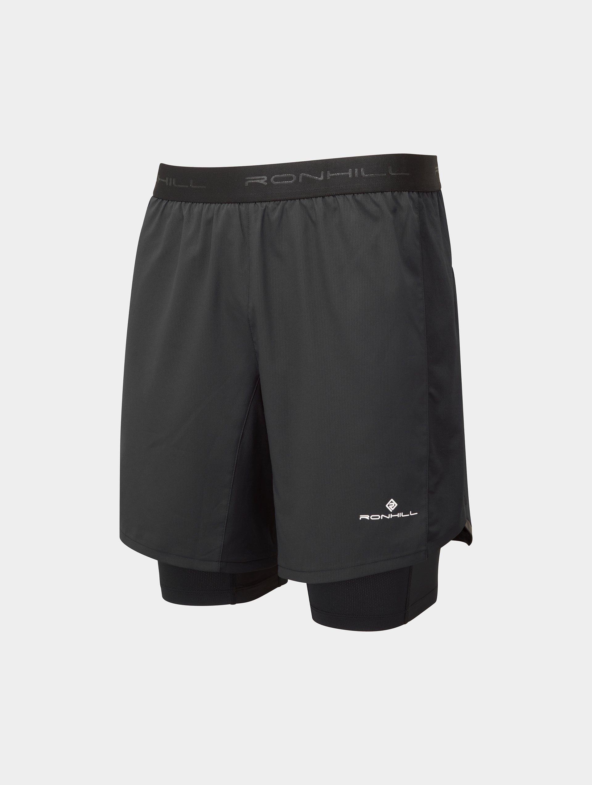 Ronhill Tech 7 Twin Short pantaloncini running 2 in 1 neri