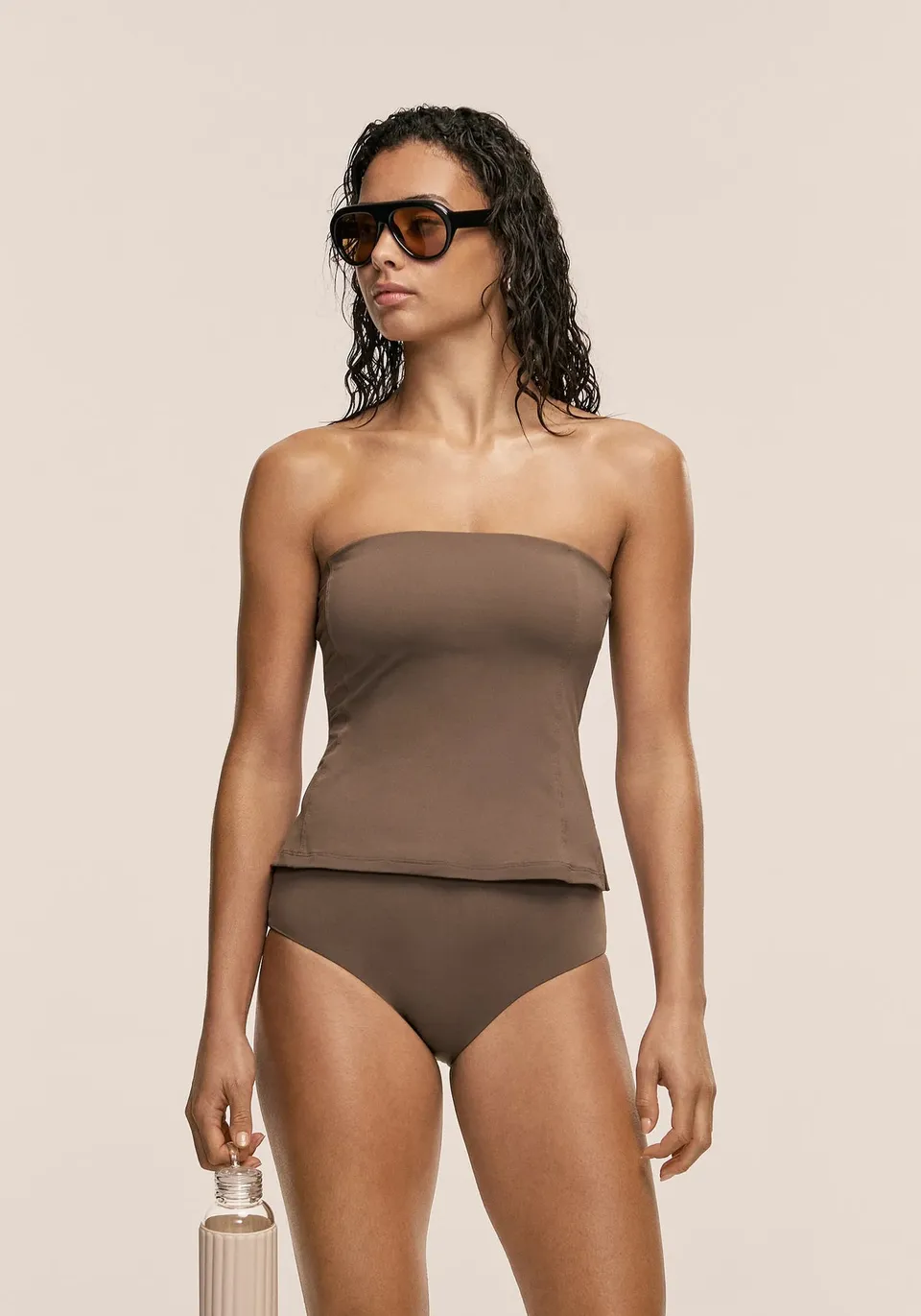 Casall Tube Bikini Tank Top top bikini khaki protezione UV