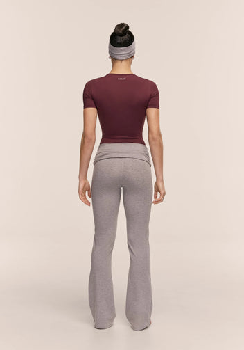 Casall Sublime Folded Flare pantaloni yoga grigio melange cotone