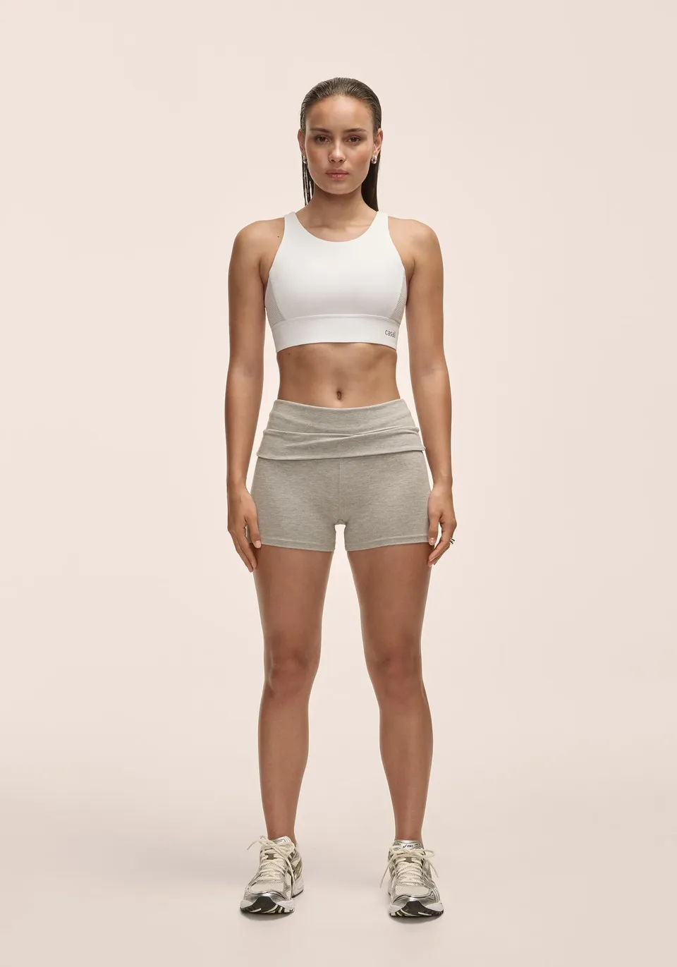 Casall Sublime Folded Hotpants shorts grigio vita piegata