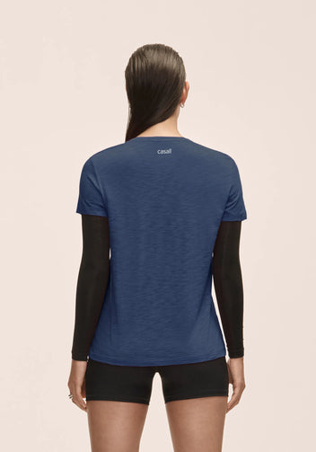 Casall Soft Texture Tee maglietta yoga Blue Shadow in Tencel