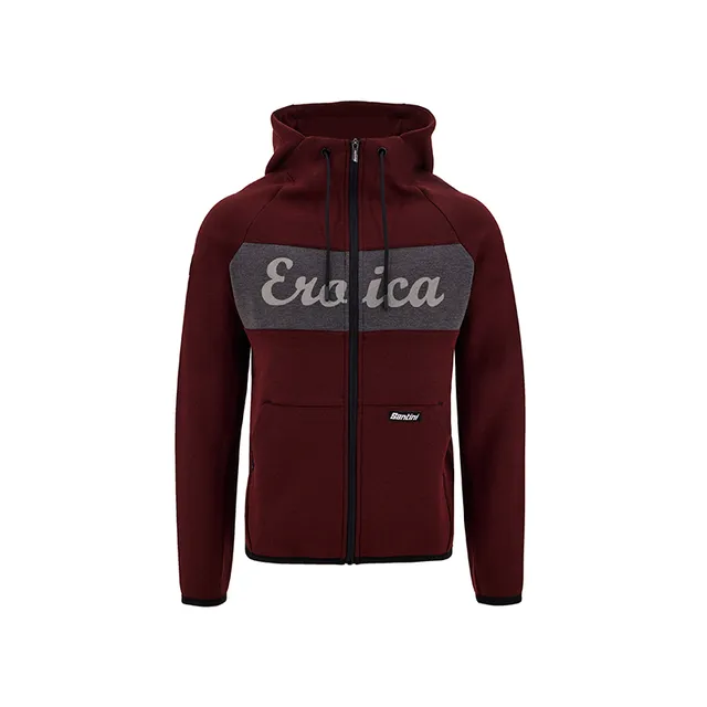 L'Eroica Eroi felpa cappuccio bordeaux pile zip