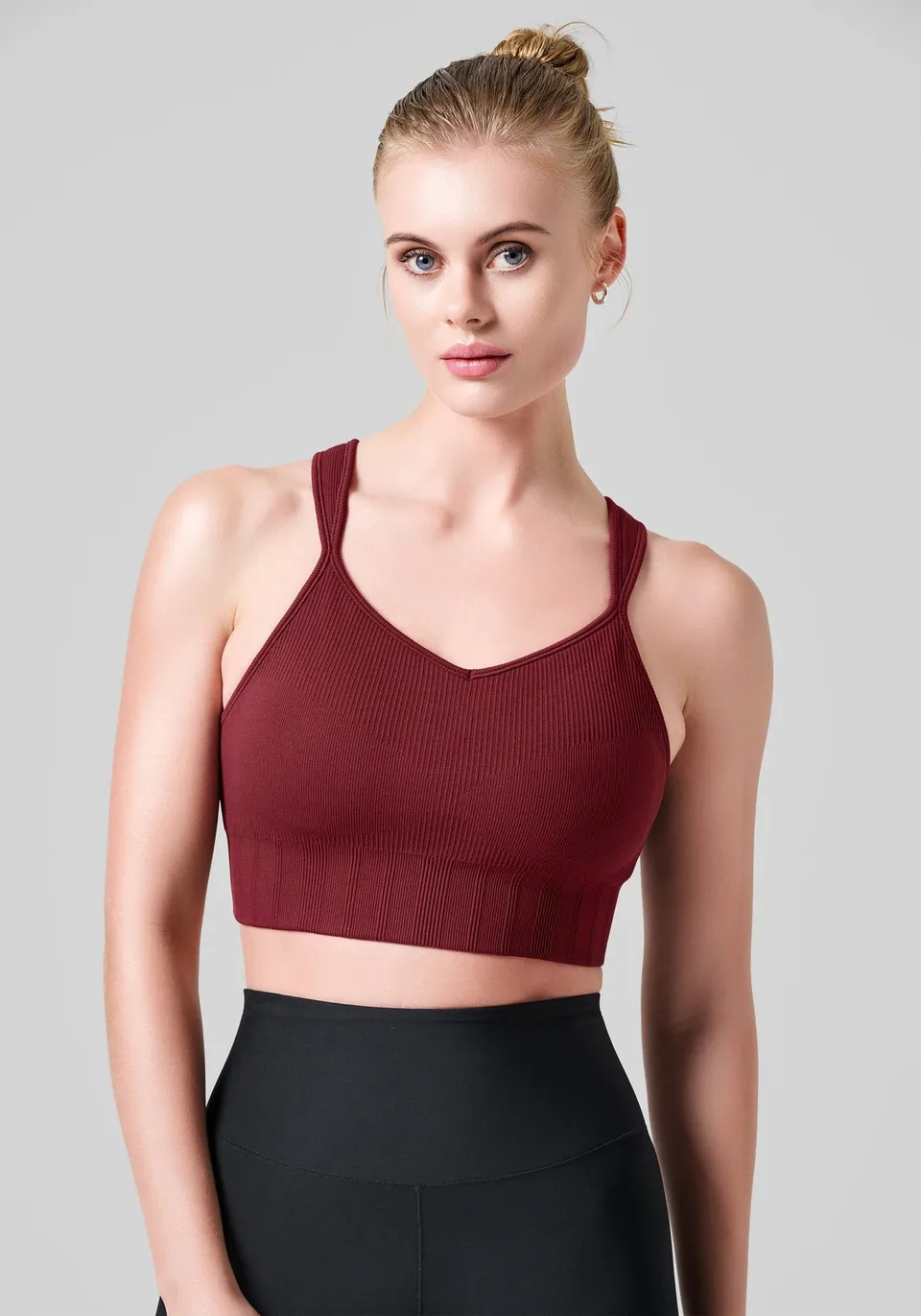 Casall Seamless Rib Padded Sports Bra rosso yoga