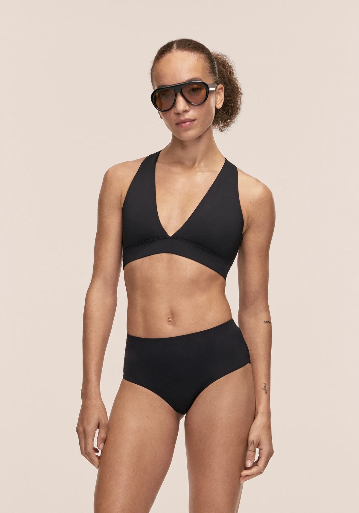 Casall V-Neck Crossback Top Bikini Black senza ferretto