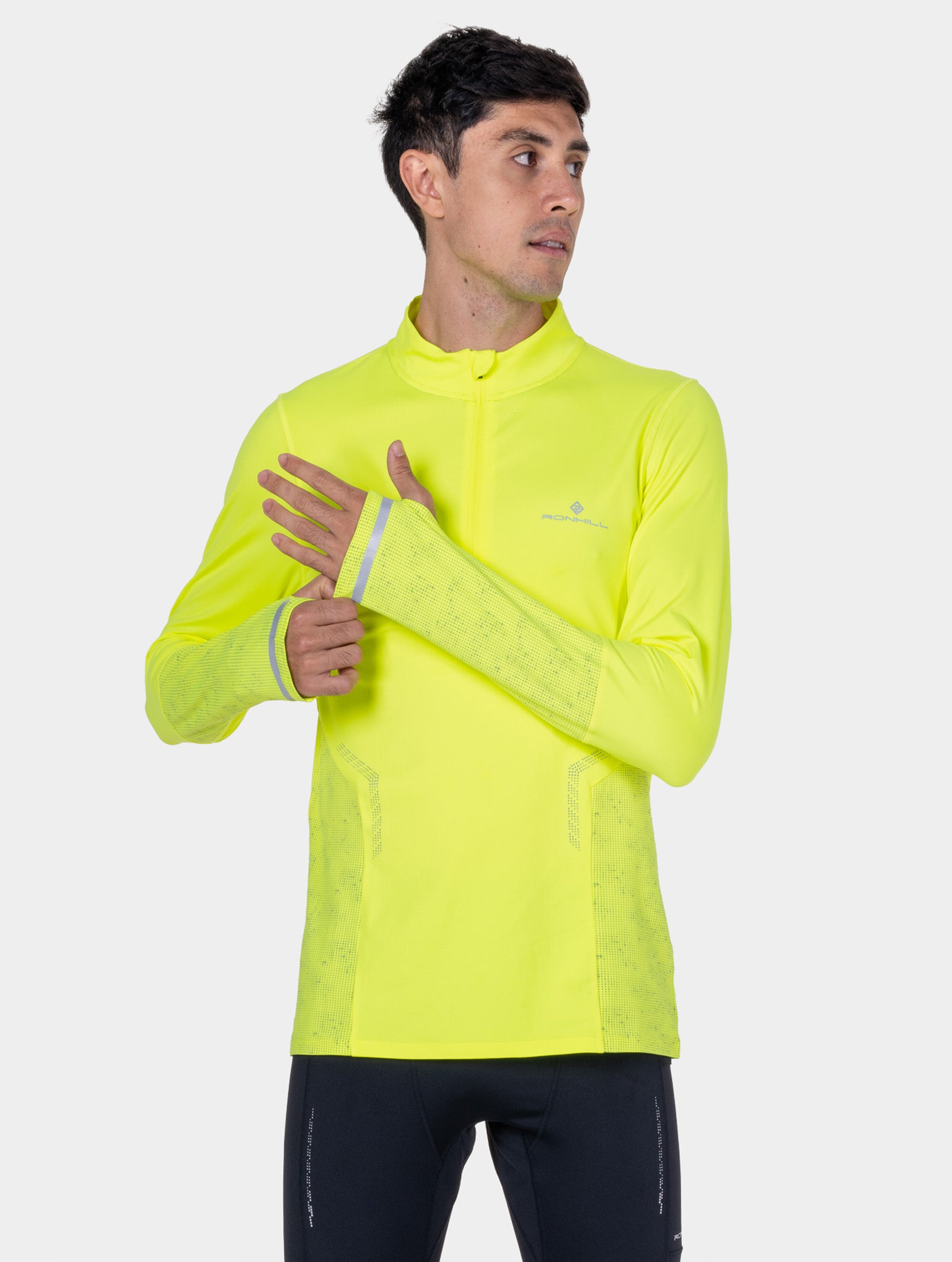Ronhill Tech Reflect 1/2 Zip maglia running Fluo Zest riflettente