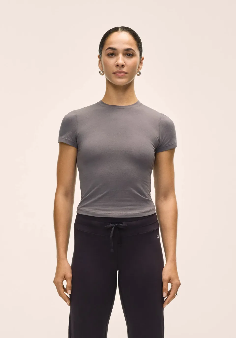 Casall Cotton Blend Slim Tee t-shirt grigio scuro cotone bio