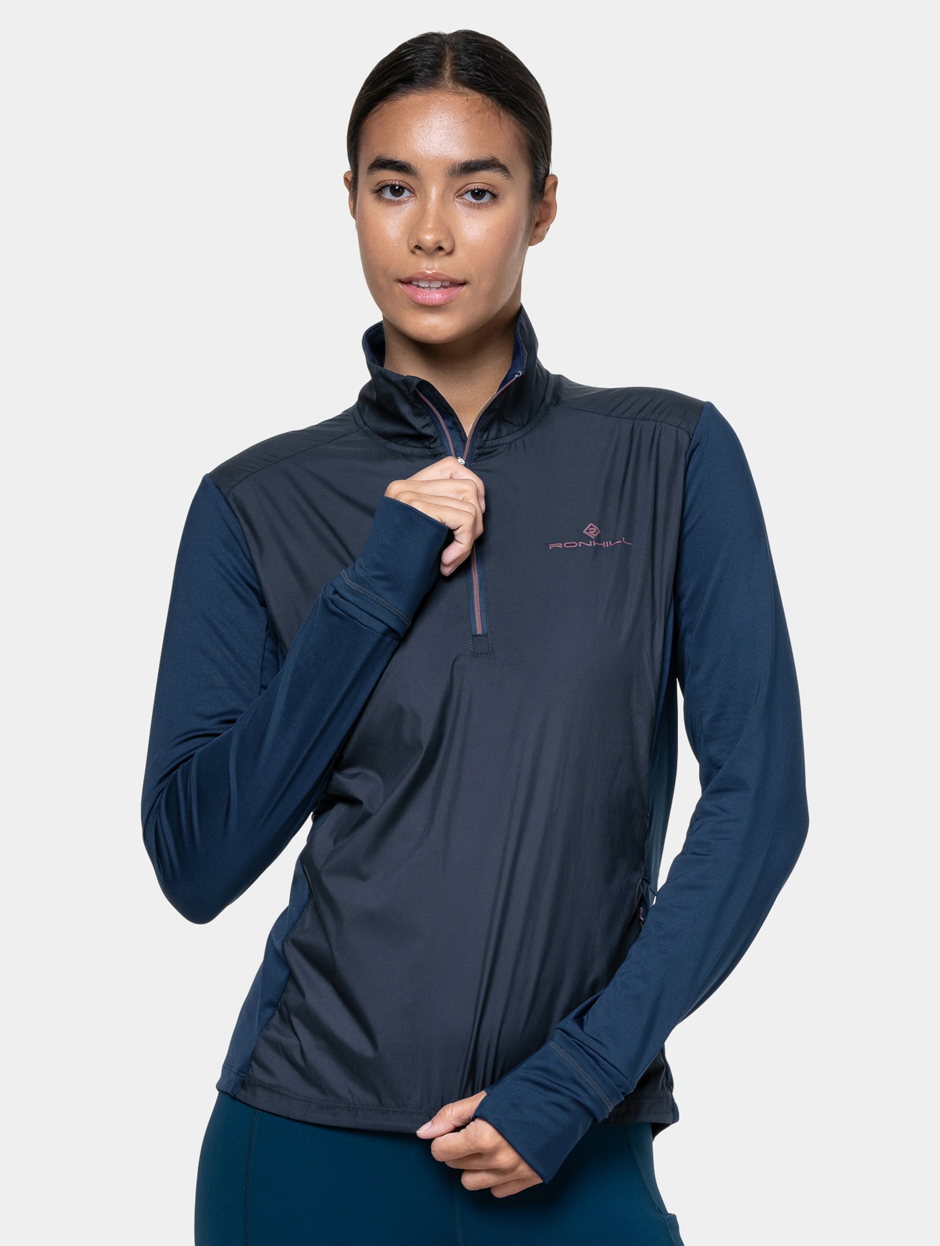 Ronhill Tech Wind-Block 1/2 Zip felpa running blu antivento