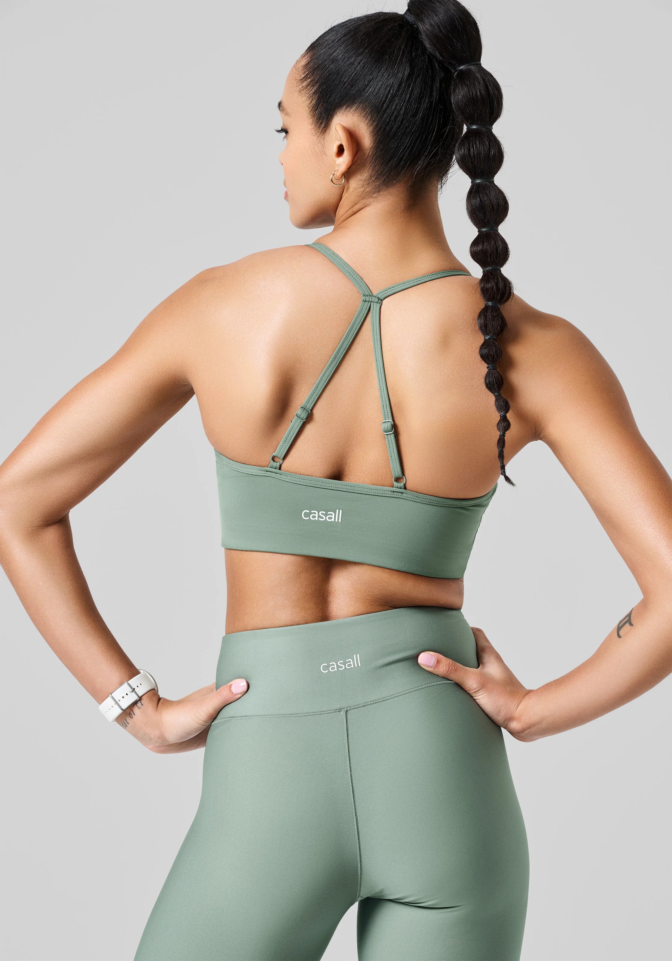 Casall Sleek Strappy reggiseno sportivo verde supporto medio
