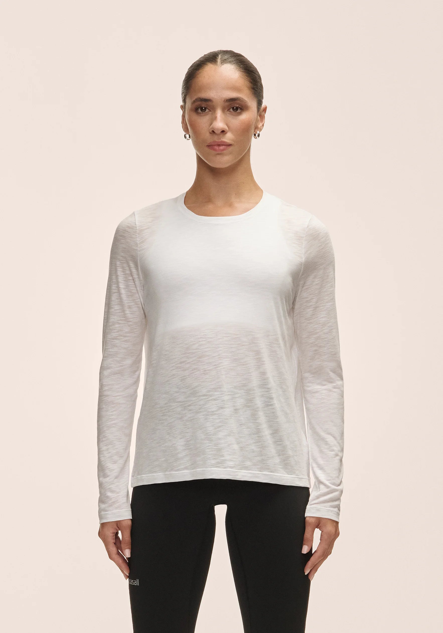 Casall Soft Texture Long Sleeve maglia bianca manica lunga