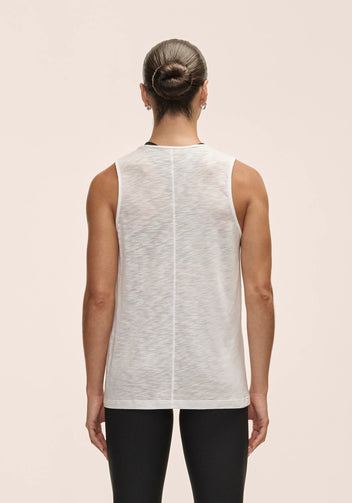 Casall Soft Texture Tank canotta White Tencel collo alto
