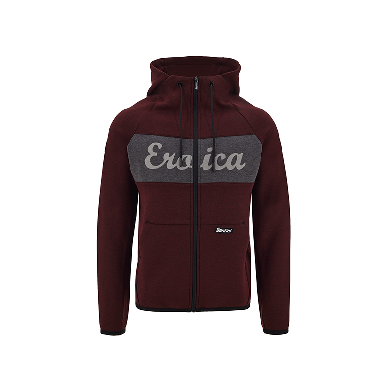 L'Eroica Eroi felpa cappuccio bordeaux pile zip