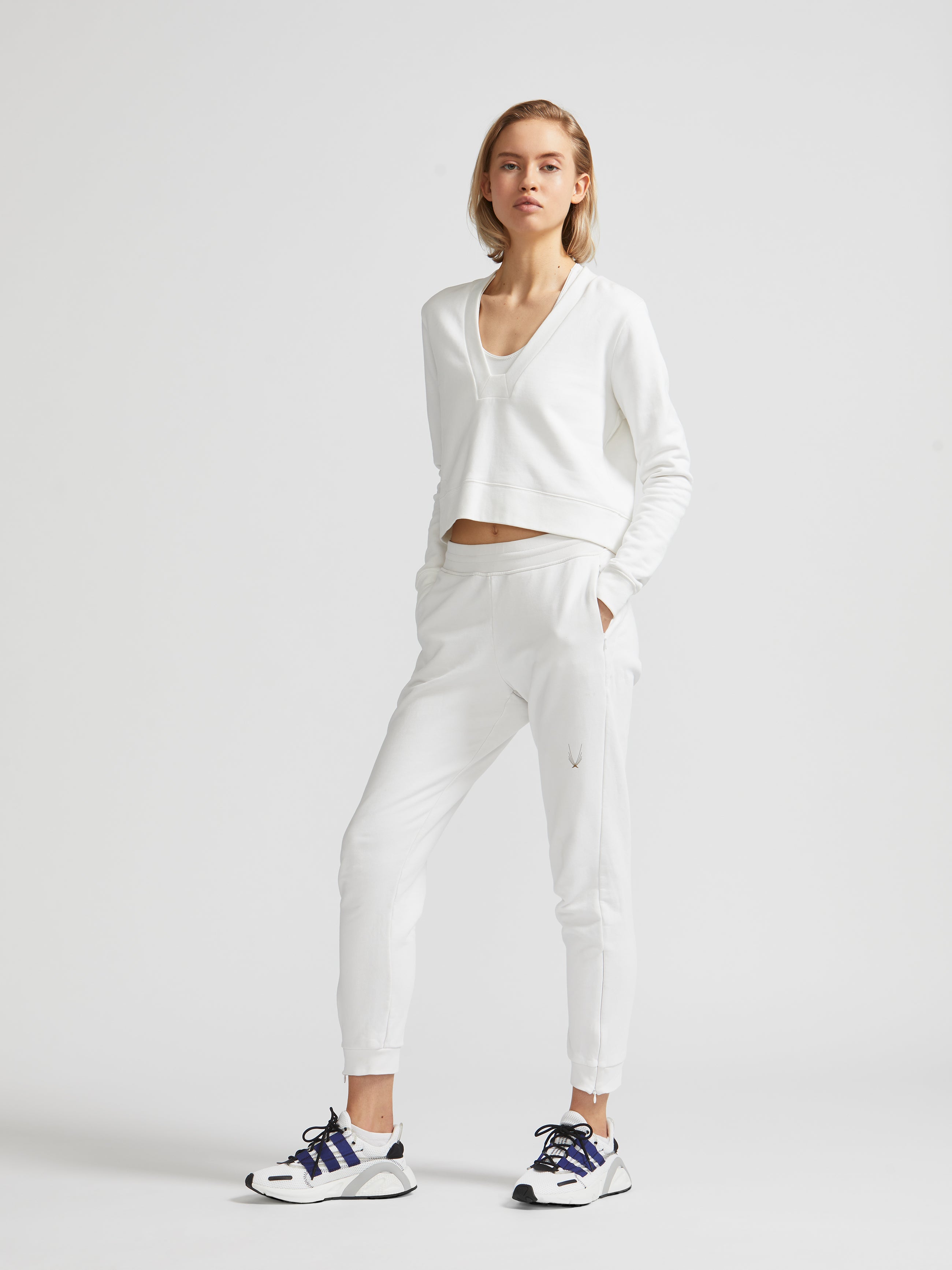 Lucas Hugh Carbon Track Pant pantaloni bianchi cotone