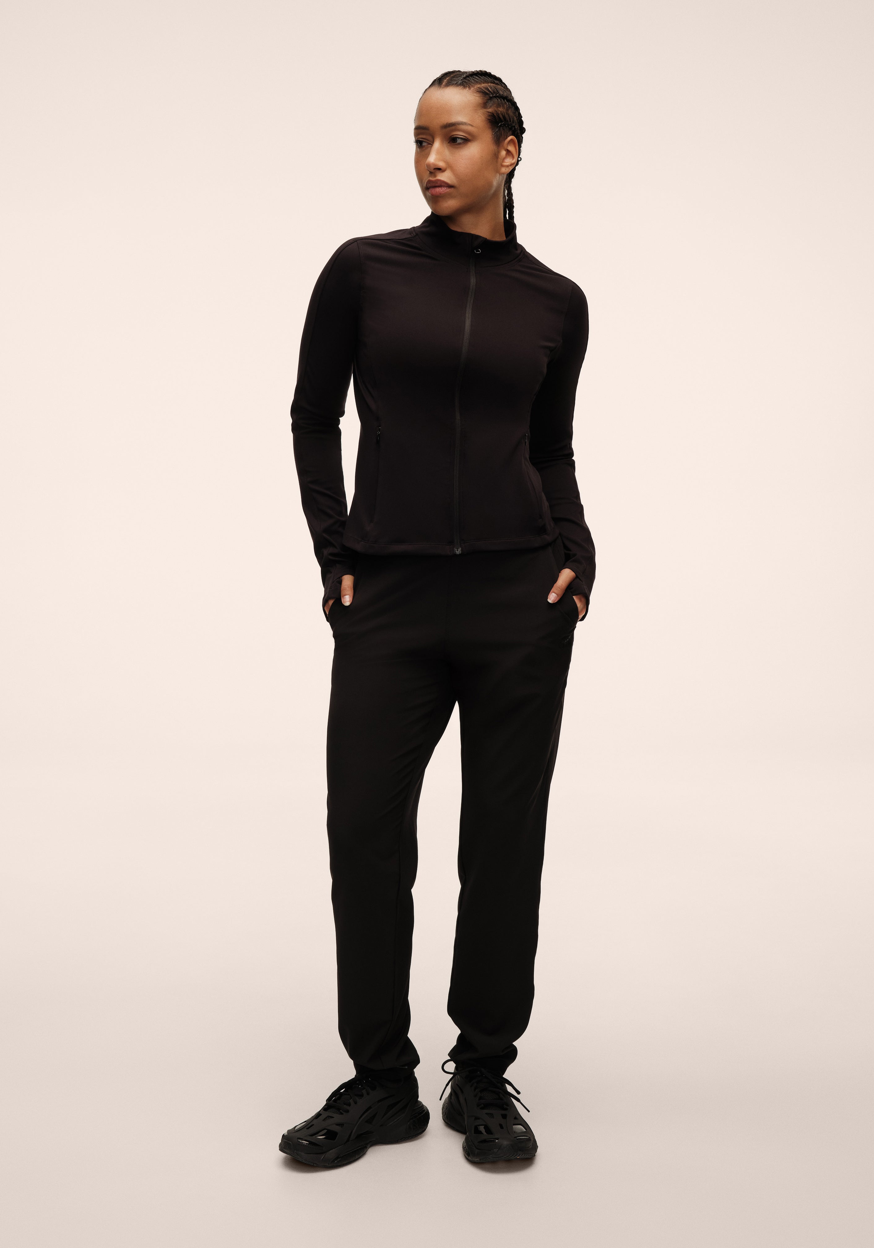 Casall Soft Touch Zip giacca sportiva nera con zip modellante