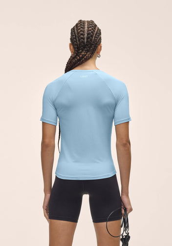 Casall Essential Tee maglietta tecnica blu laguna traspirante