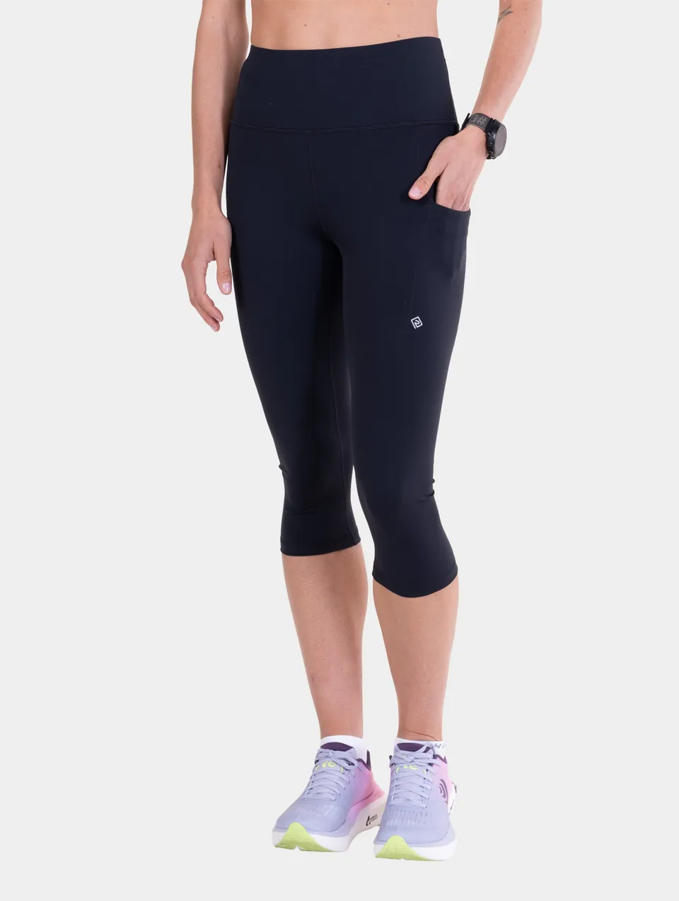 Ronhill Tech Contour Capri leggings donna nero elasticizzato