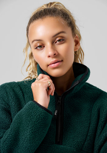 Casall Pile Half Zip felpa pile verde mezza zip