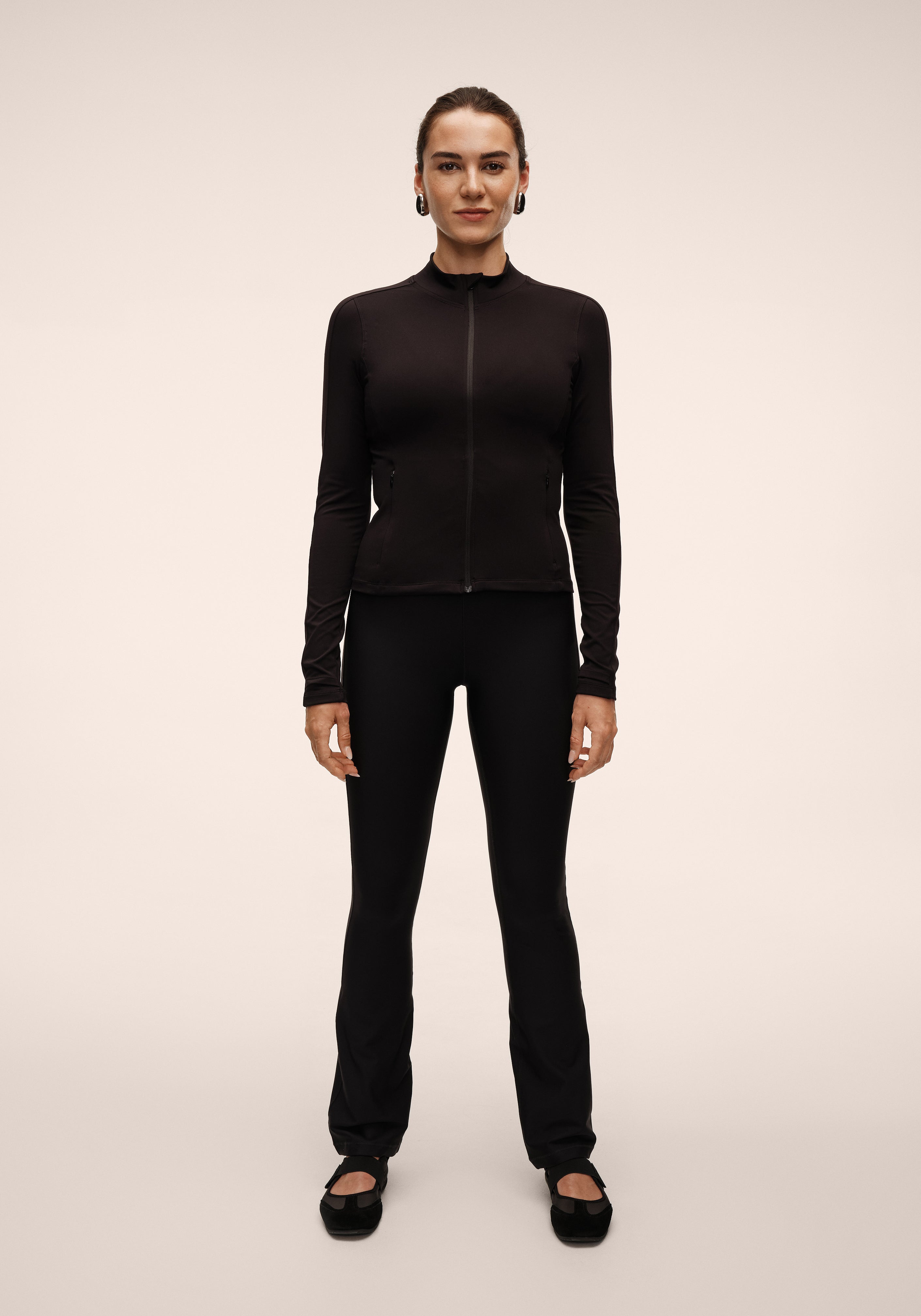 Casall Soft Touch Zip giacca sportiva nera con zip modellante