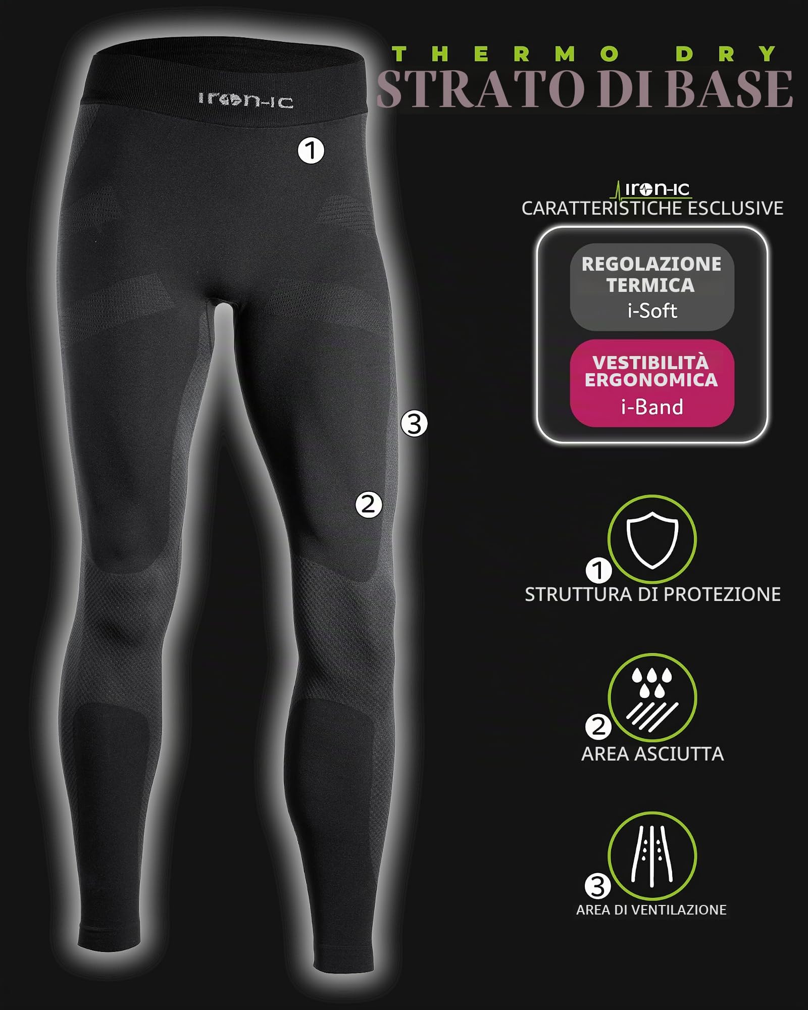 IRON-IC Thermo Dry 610519 leggings donna M-L termici