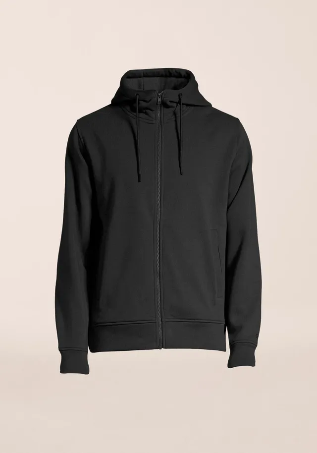 Casall M Zip Hood felpa cappuccio Black cotone bio