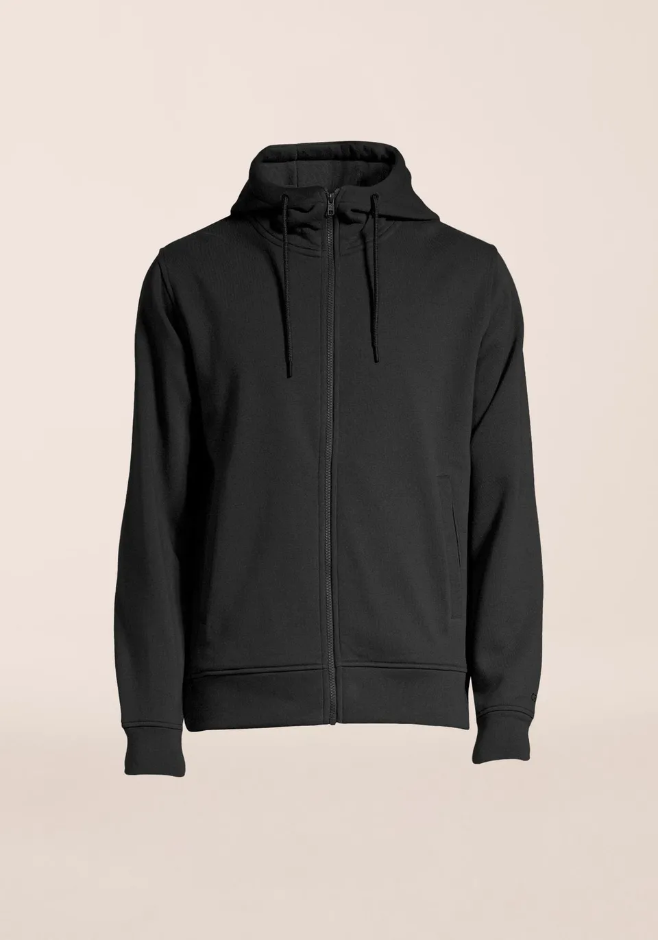 Casall M Zip Hood felpa cappuccio Black cotone bio