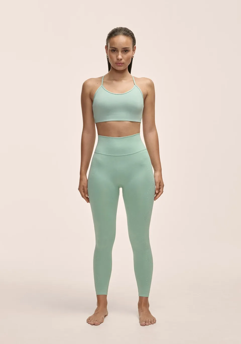 Casall Scallop leggings seamless vita alta verde
