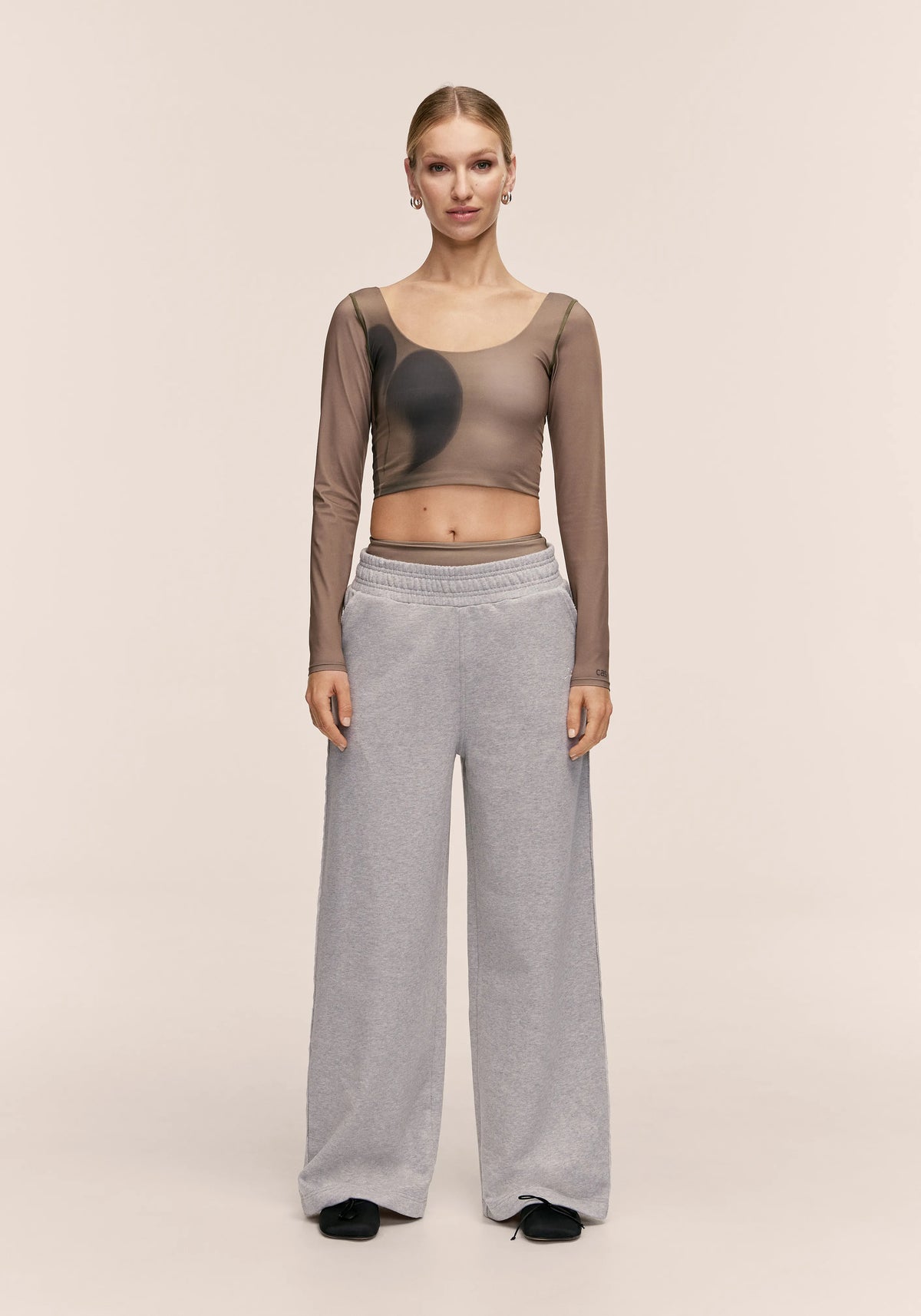 Casall Reversed Seam Terry Loose Pants Grigio Melange cotone