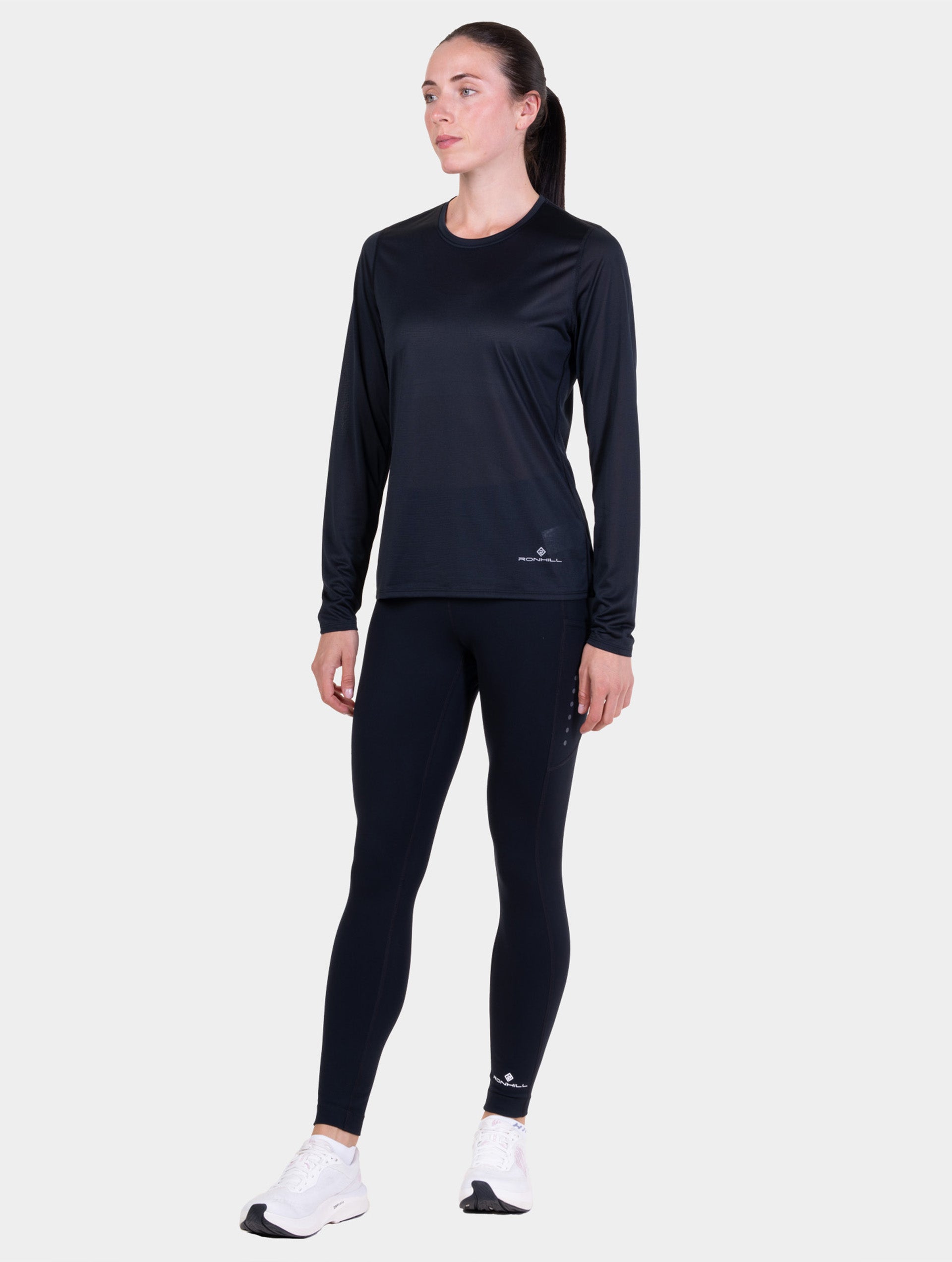Ronhill Core maglia running manica lunga donna Nero traspirante