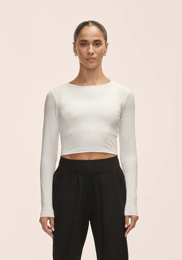 Casall Graphic Crop Long Sleeve maglia bianca training