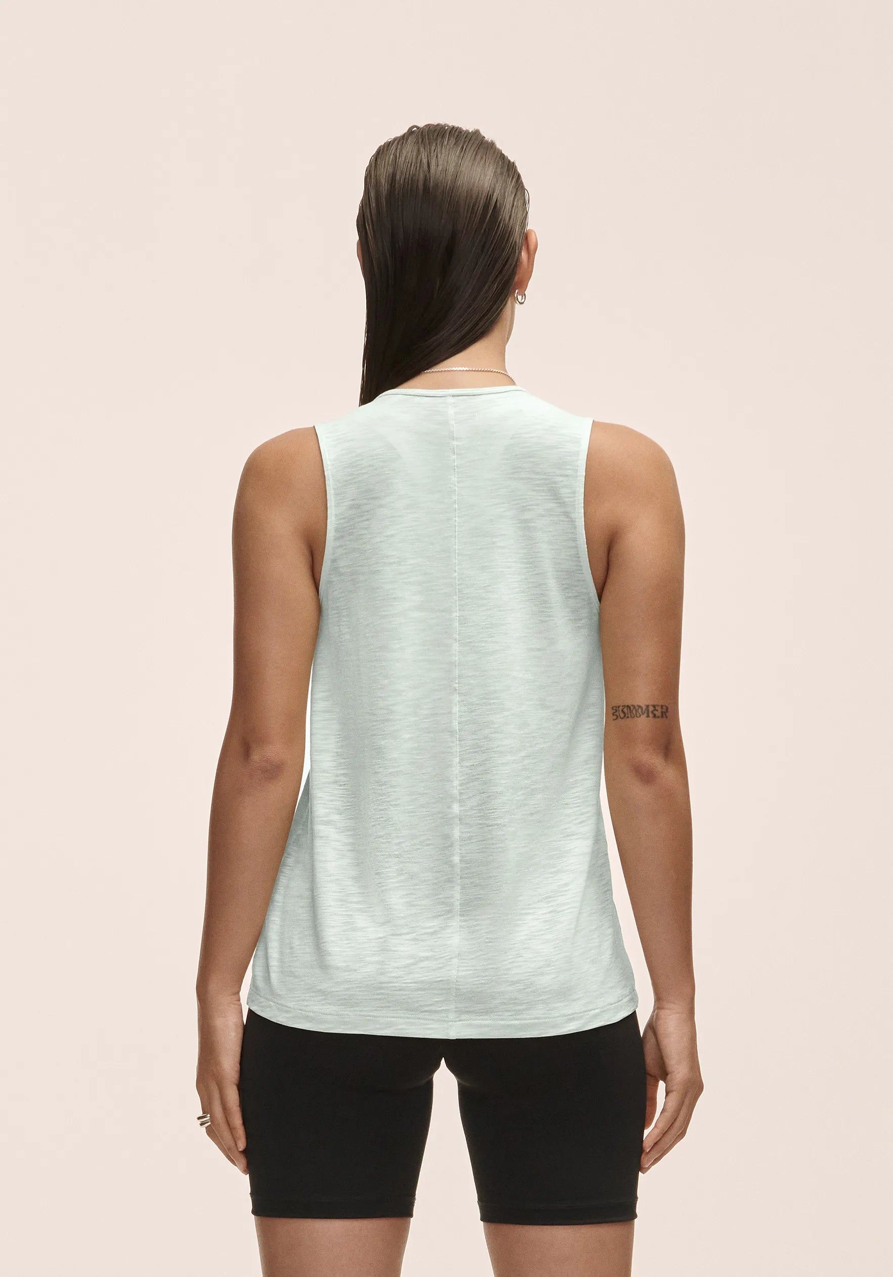 Casall Soft Texture Tank canotta yoga verde Tencel