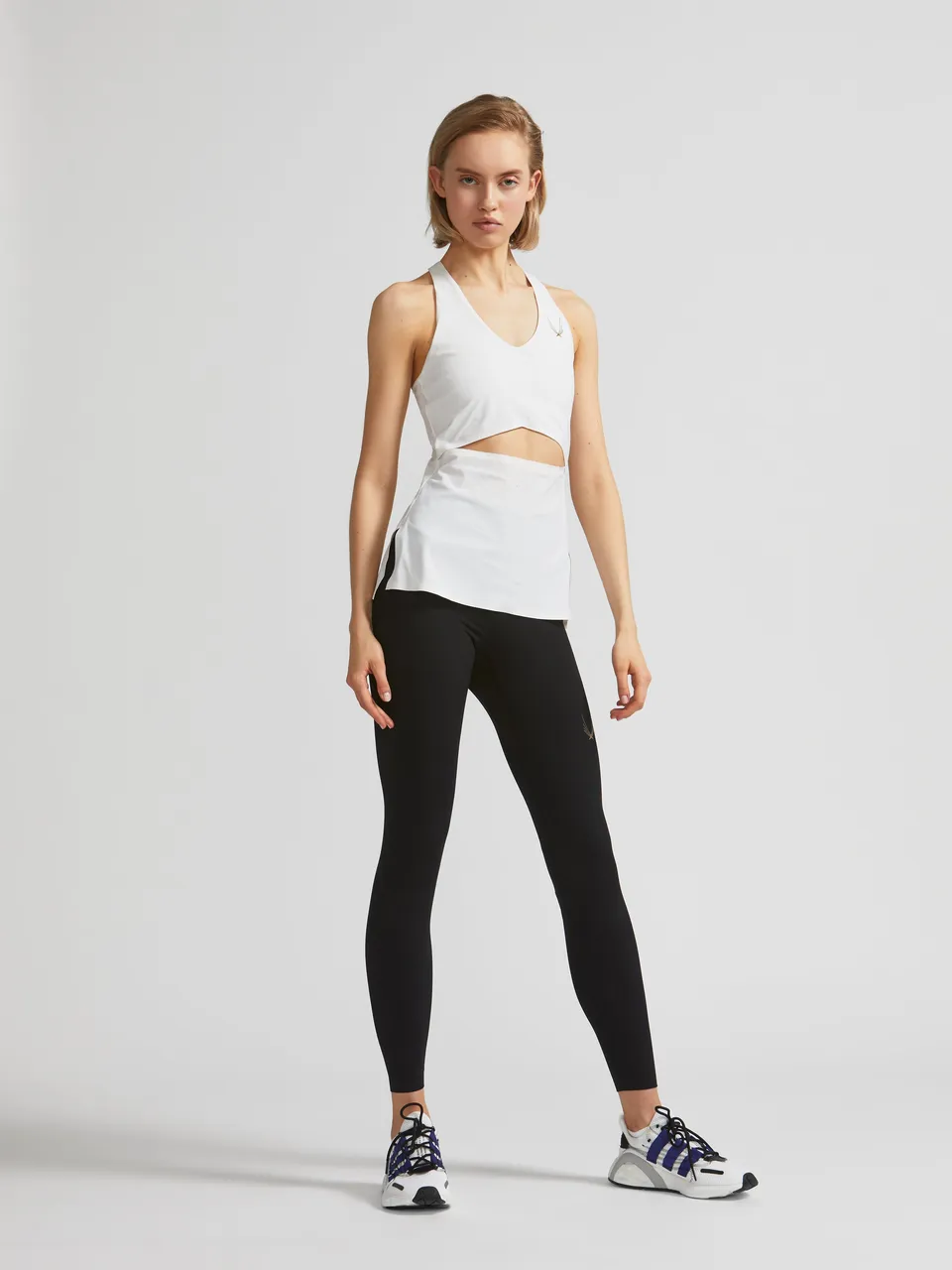 Lucas Hugh Aircut Tank canotta sportiva bianca con reggiseno