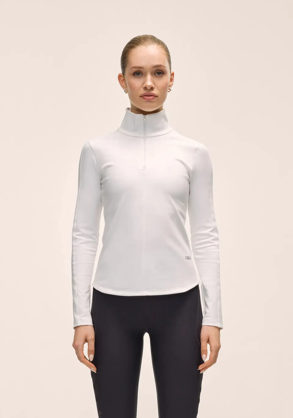 Casall Serene Half Zip maglia bianca manica lunga