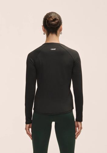 Casall Essential Long Sleeve maglia donna nera maniche lunghe