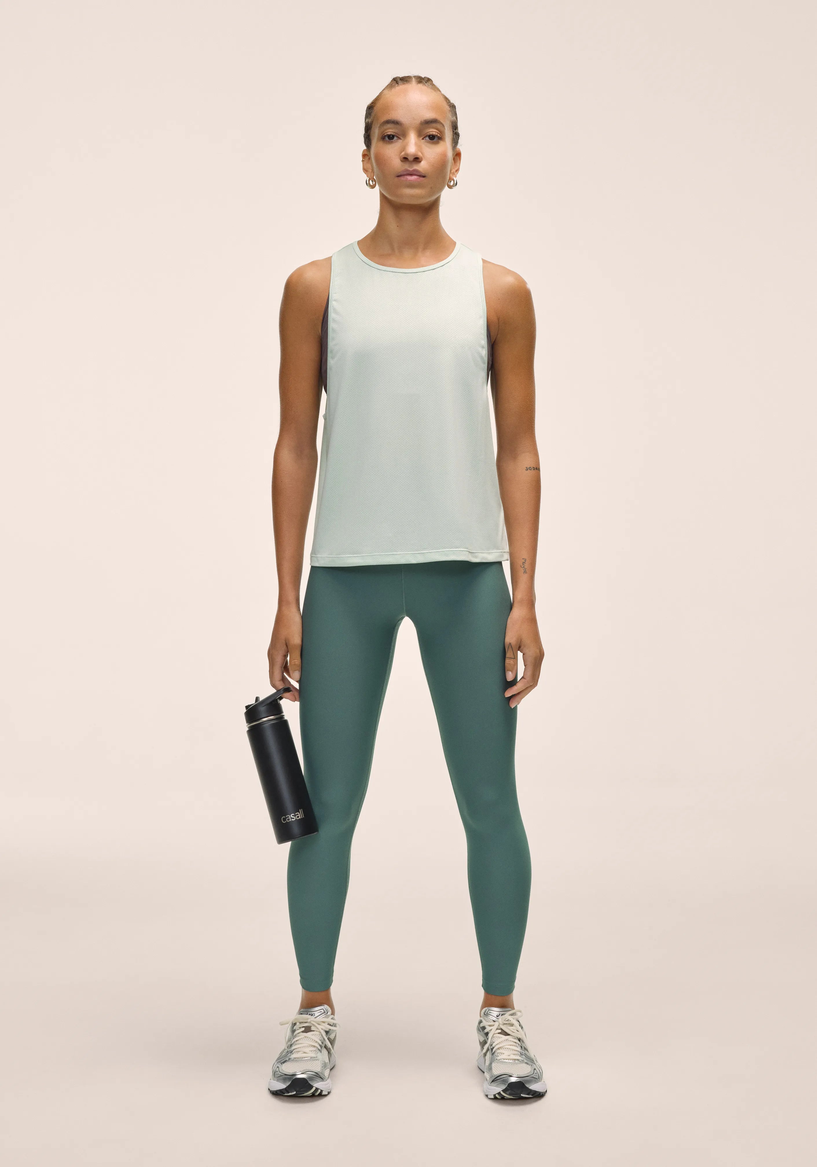 Casall Laser Mesh Flow Tank canotta sportiva verde mesh