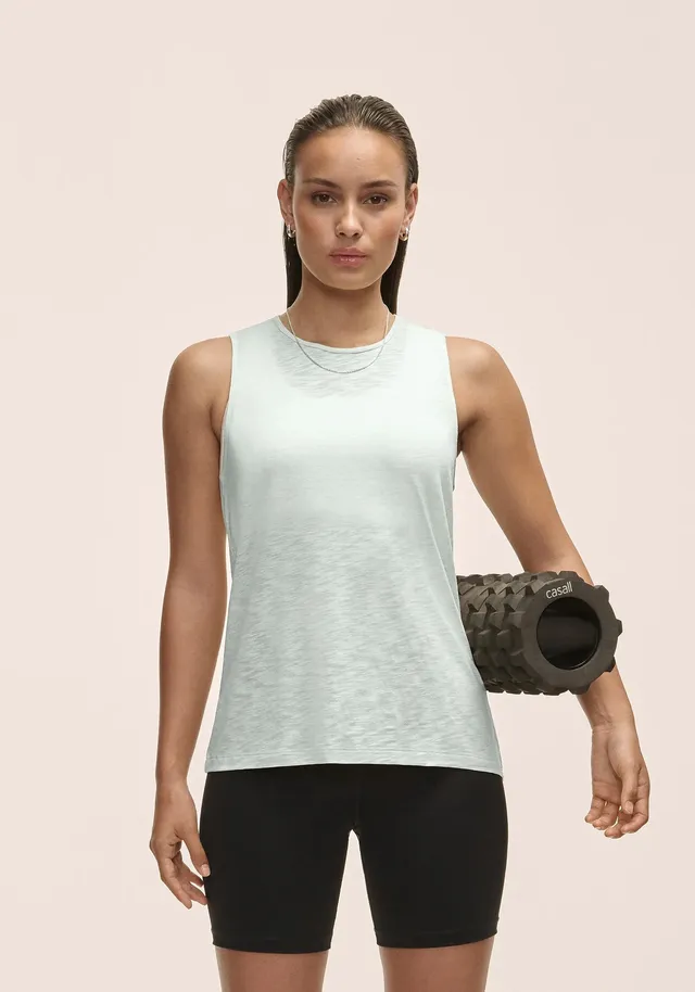 Casall Soft Texture Tank canotta yoga verde Tencel