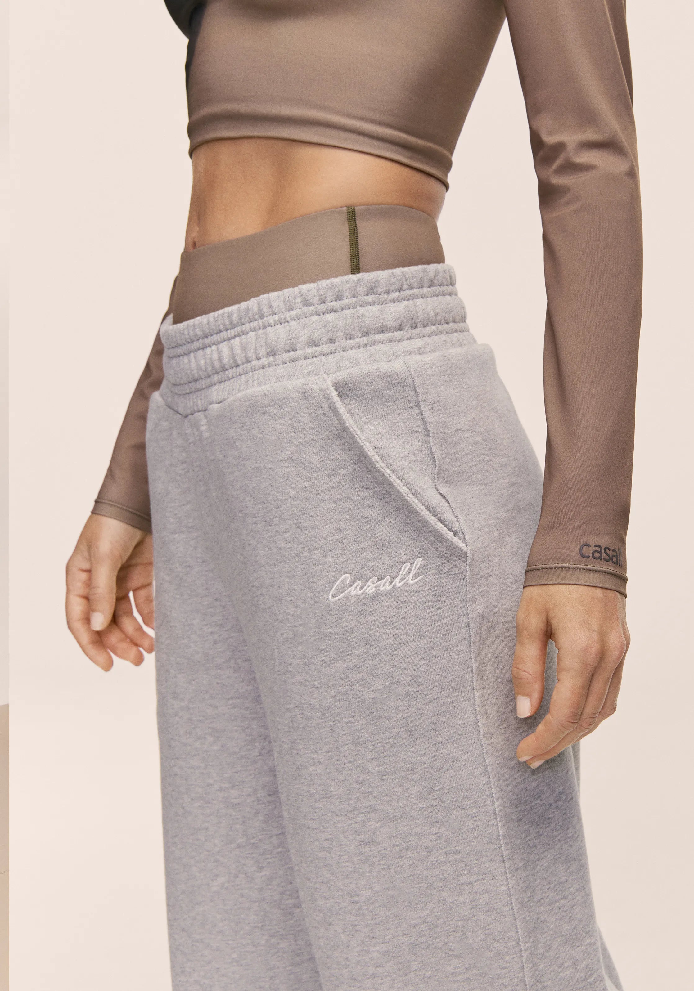 Casall Reversed Seam Terry Loose Pants Grigio Melange cotone