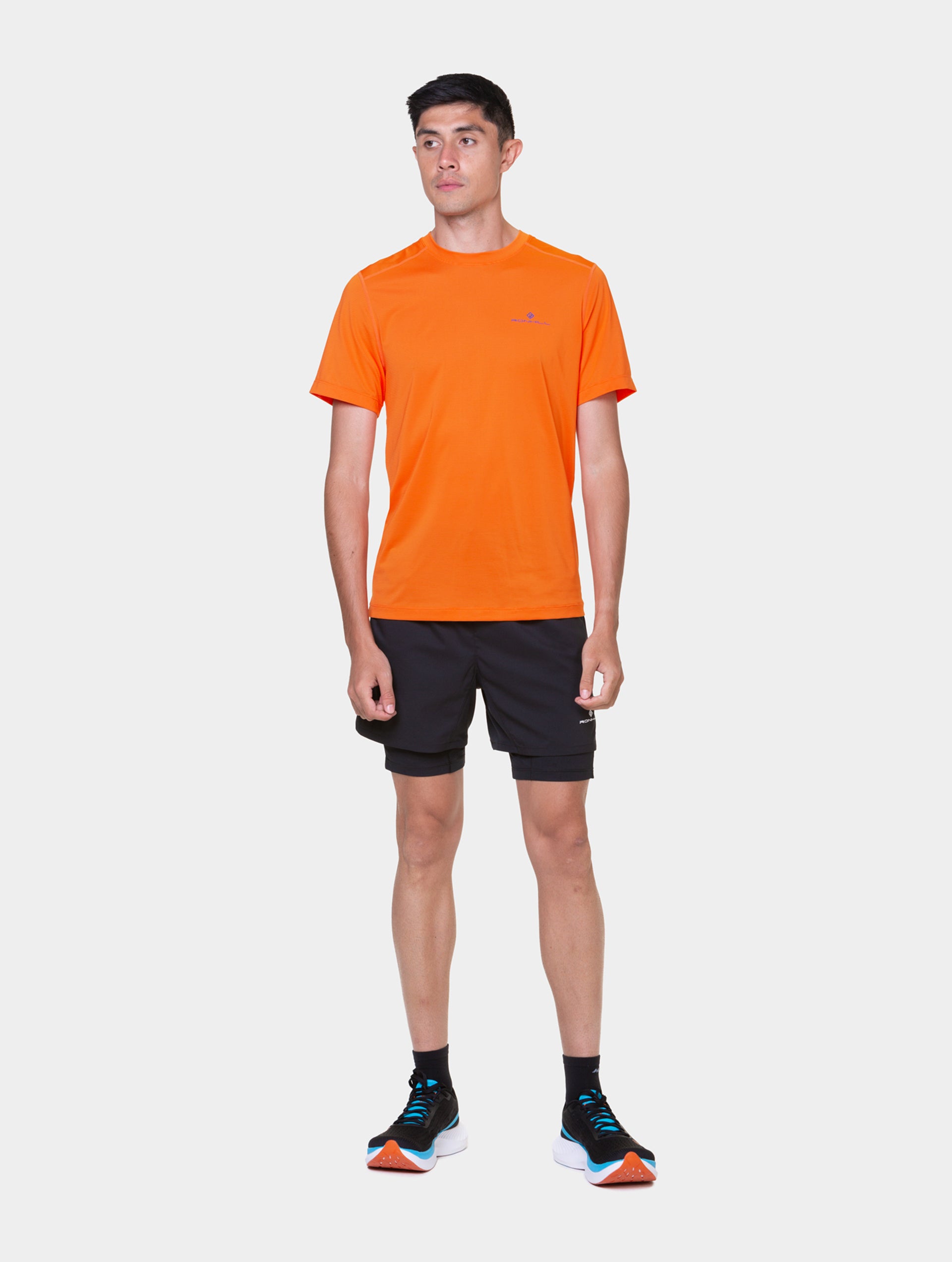 Ronhill Tech 5" Twin pantaloncini running uomo neri traspiranti