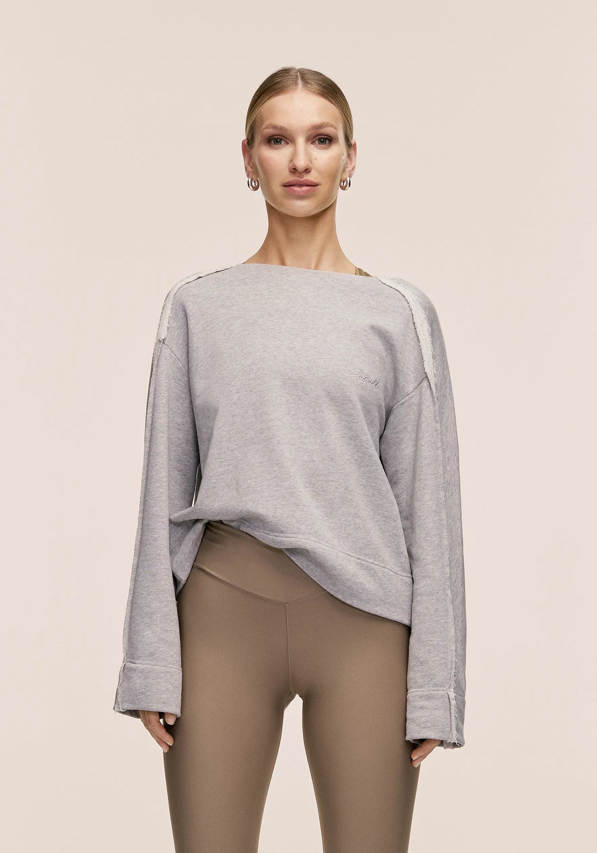 Casall Reversed Seam Terry Crew Felpa Grigio Melange cotone