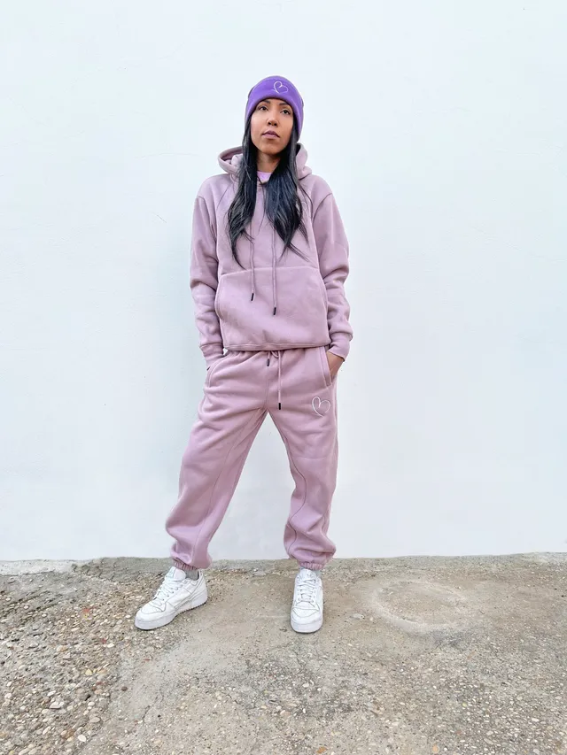 VB Light Purple tuta in cotone felpato con cappuccio