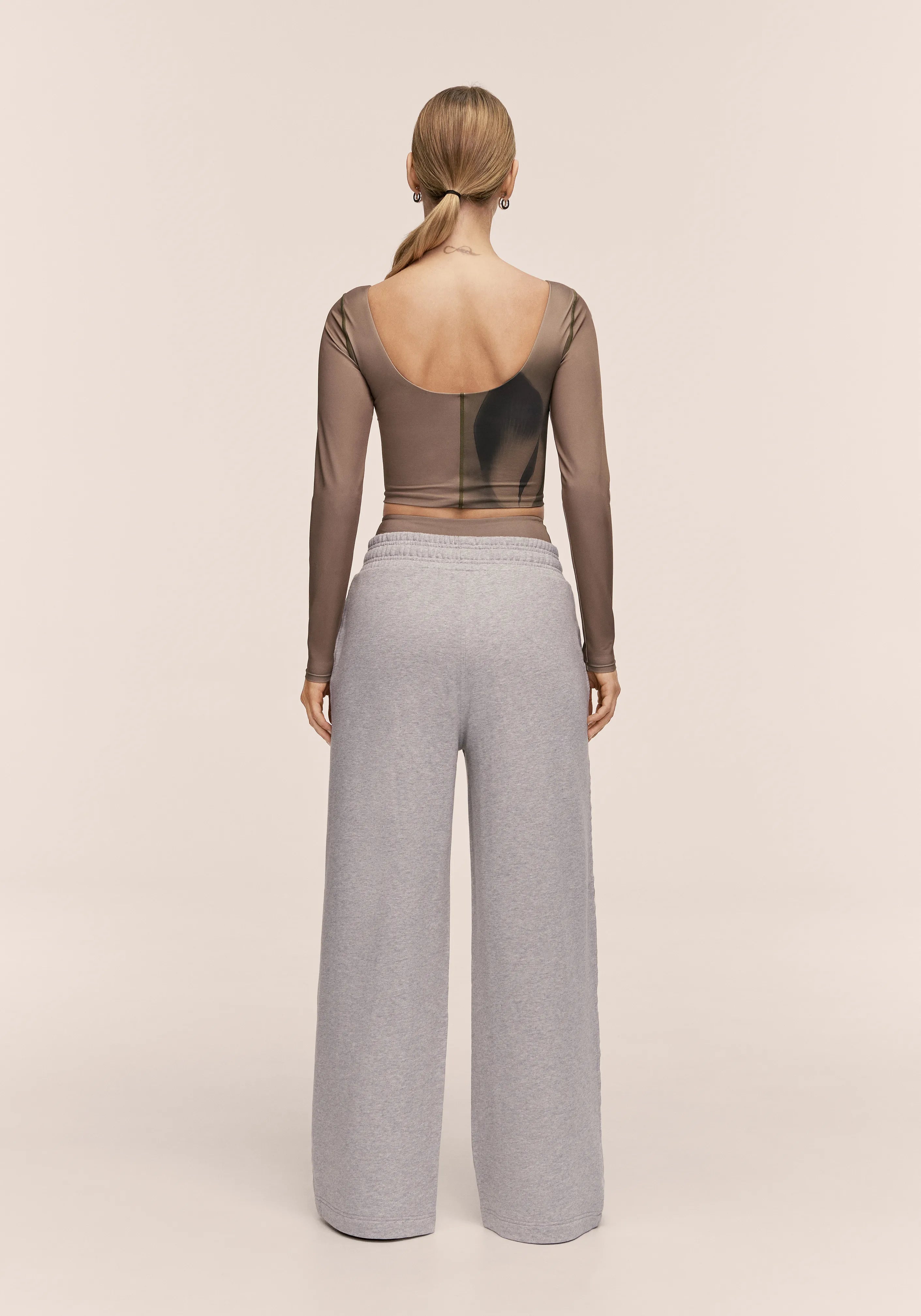 Casall Reversed Seam Terry Loose Pants Grigio Melange cotone