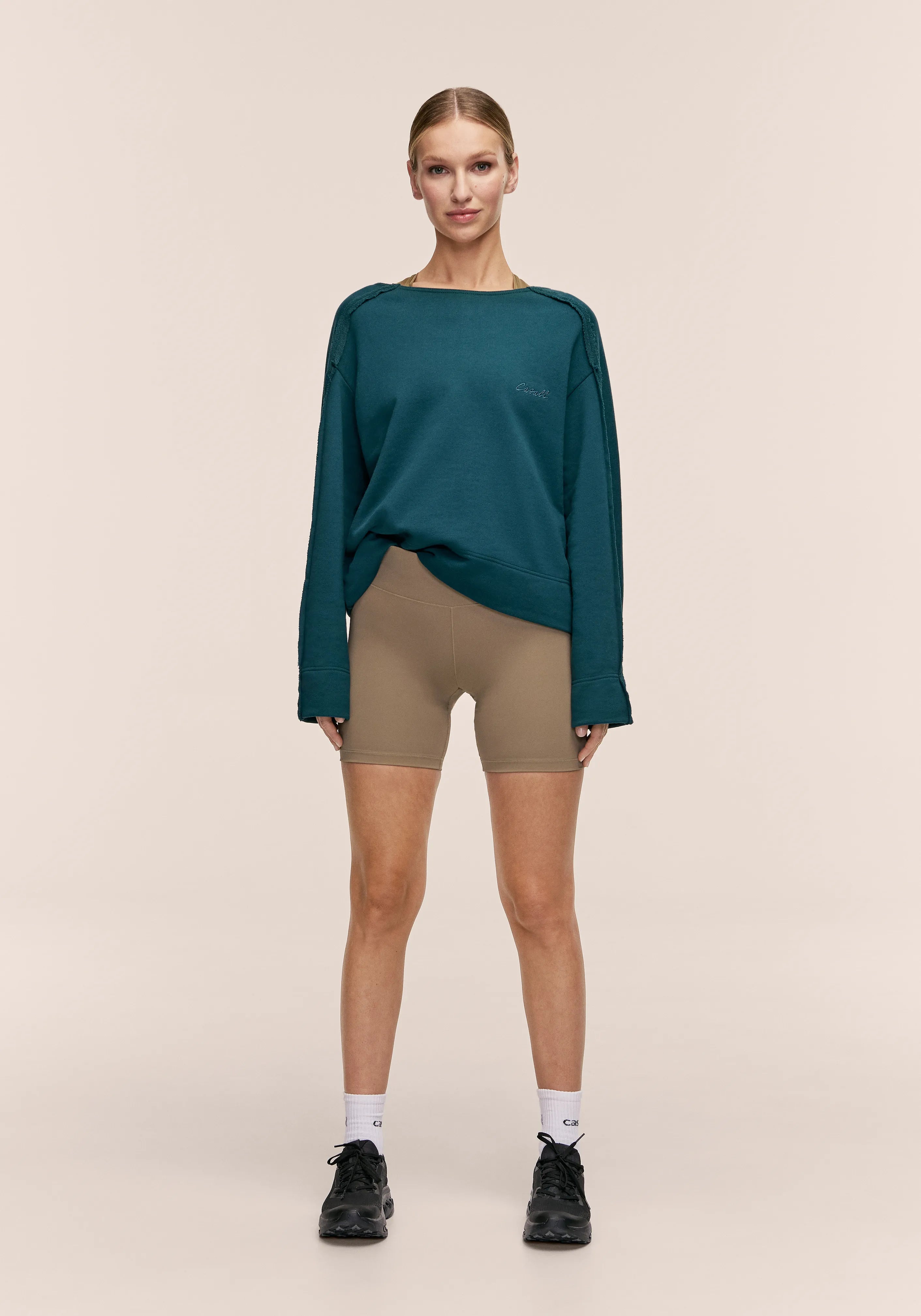 Casall Reversed Seam Terry Crew felpa Ocean Teal oversize