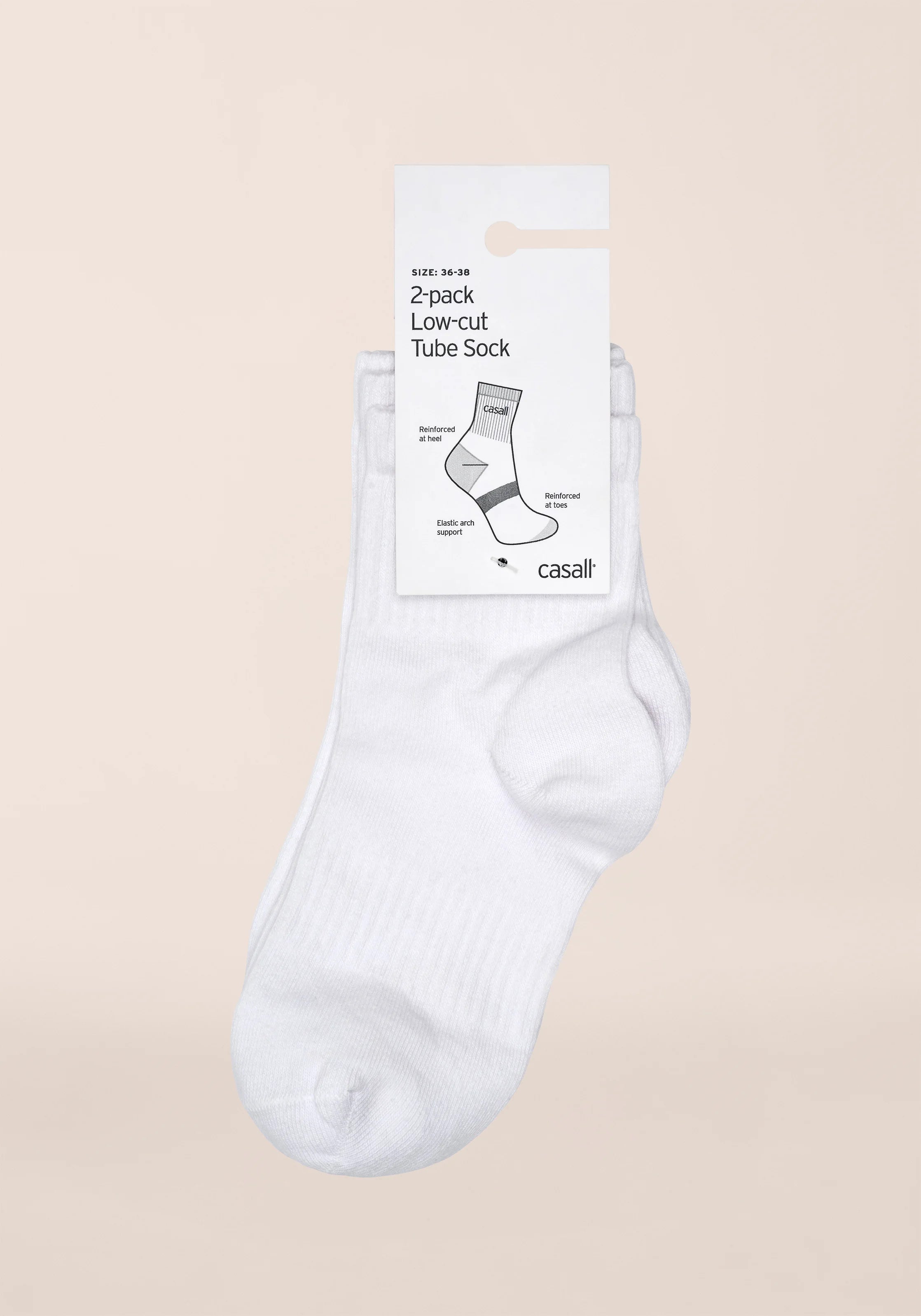 Casall Low-Cut Tube Sock Calzini Corti Bianchi 2 Paia
