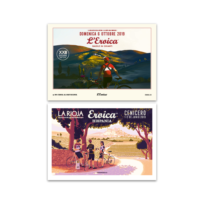 L'Eroica Set Cartoline 2019 Illustrazioni Storiche