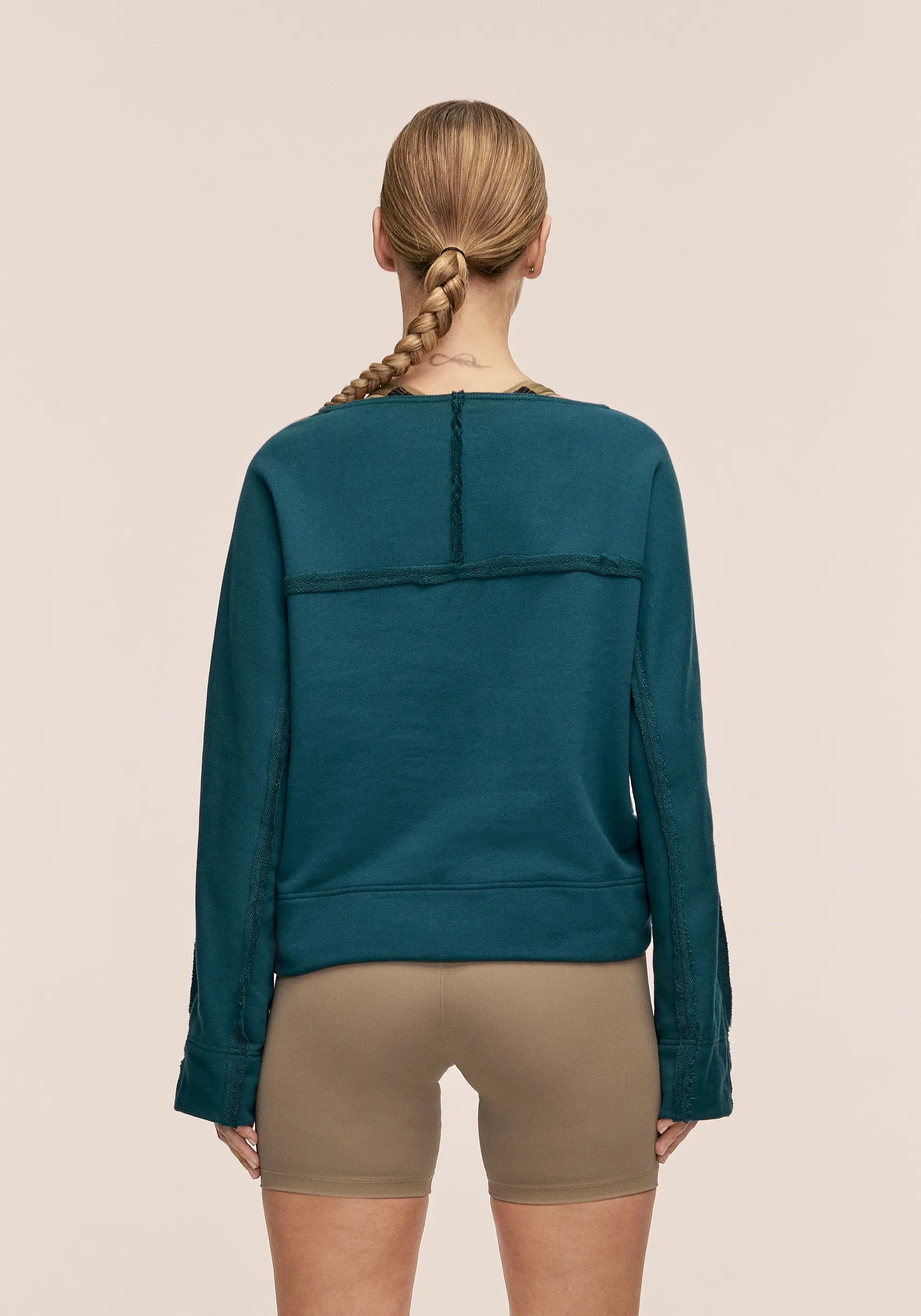 Casall Reversed Seam Terry Crew felpa Ocean Teal oversize