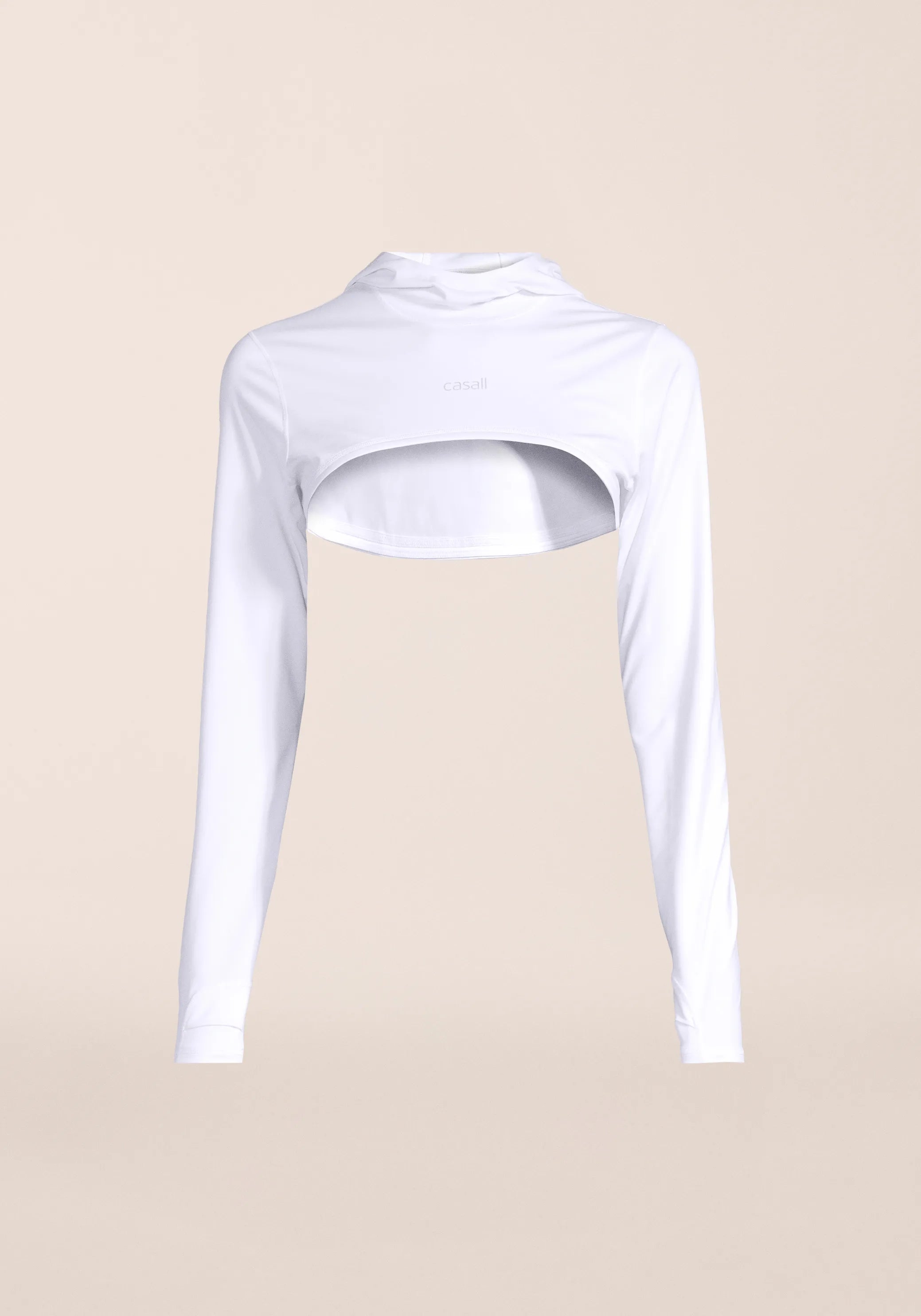Casall Neat Cropped Pony Tail felpa training bianca cappuccio