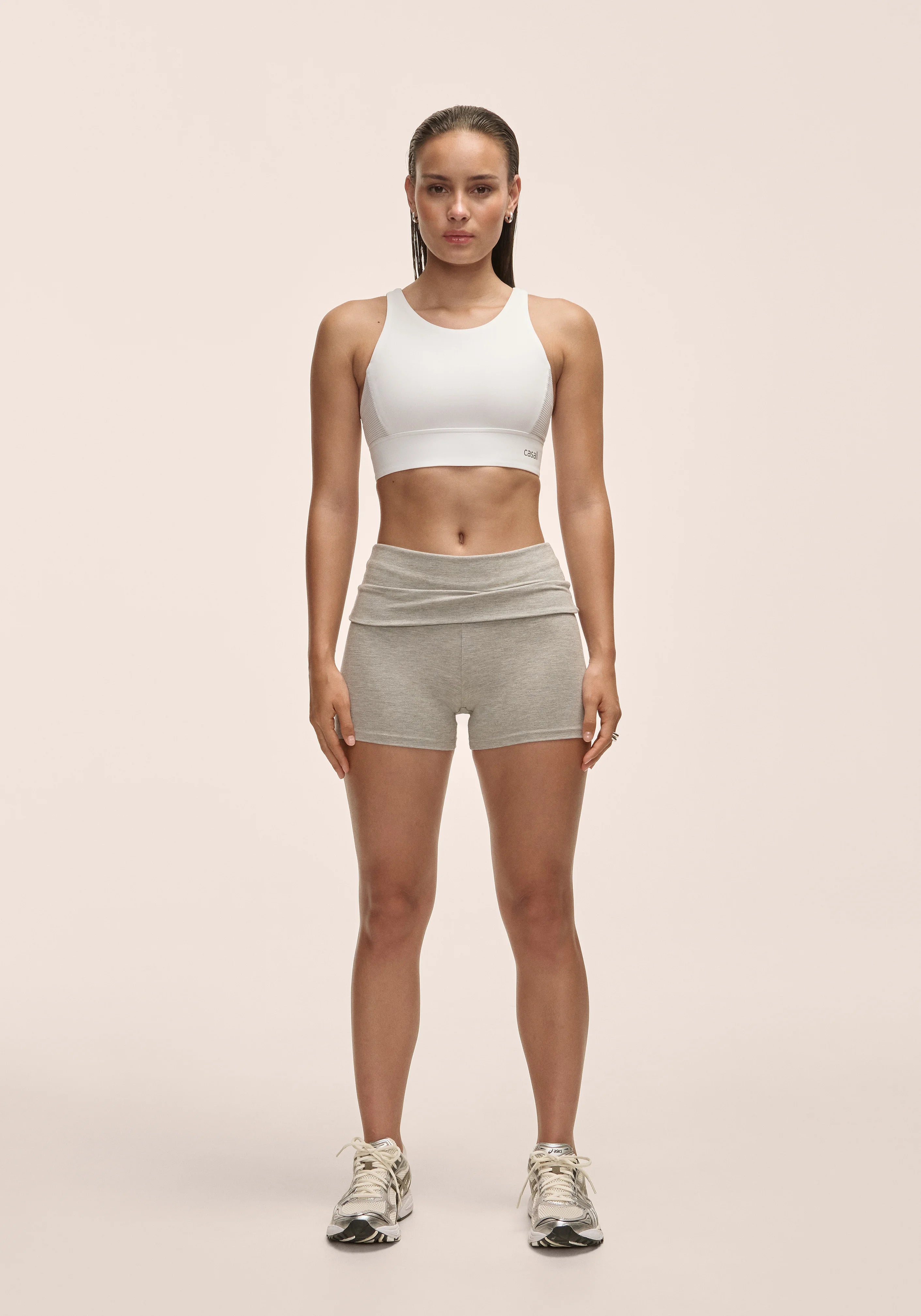 Casall Sublime Folded Hotpants shorts grigio vita piegata