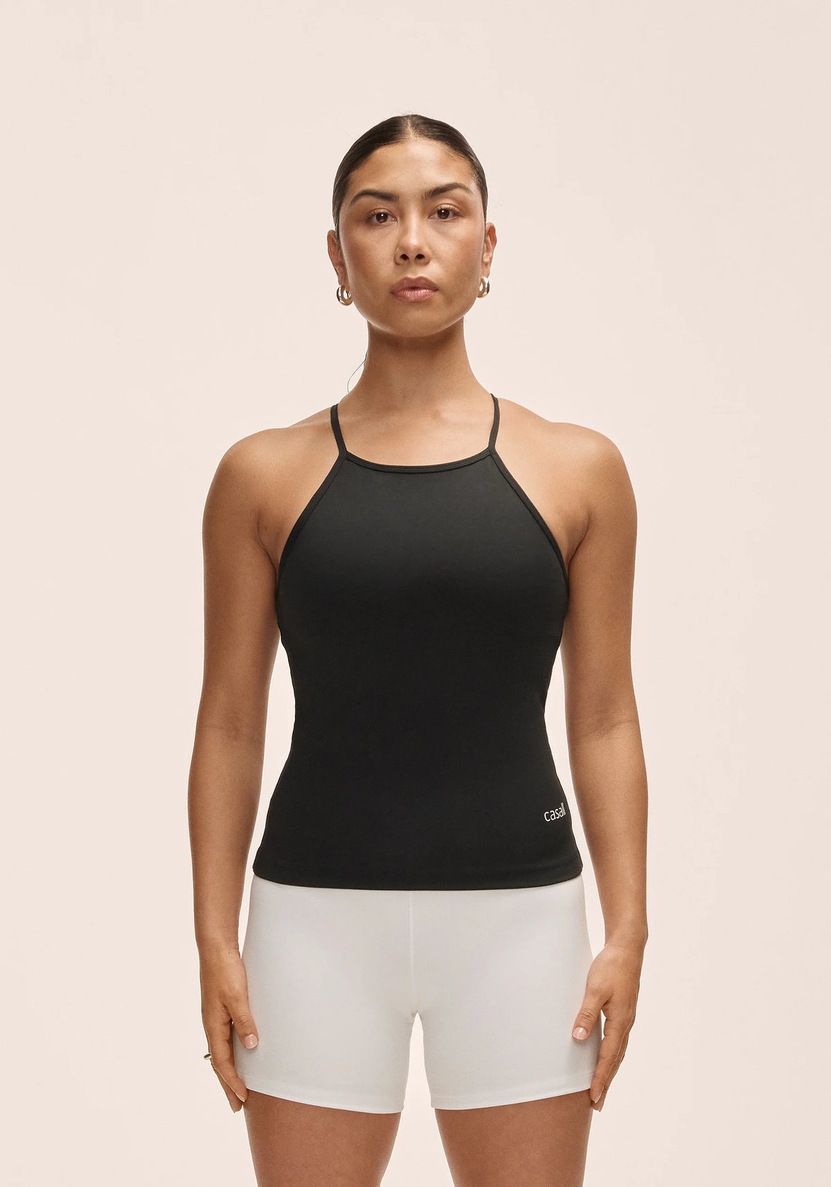Casall Built-In-Bra Halterneck Tank top Black contenitivo