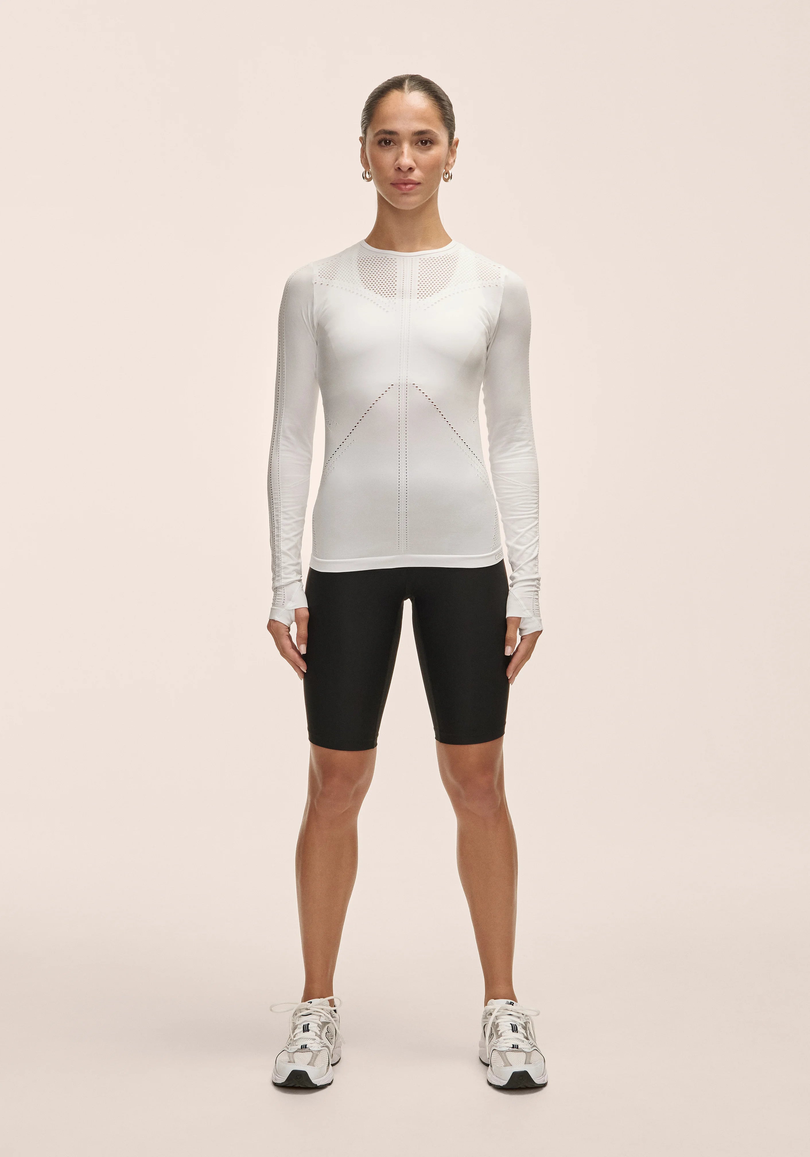 Casall Maze Long Sleeve maglia donna bianca traspirante