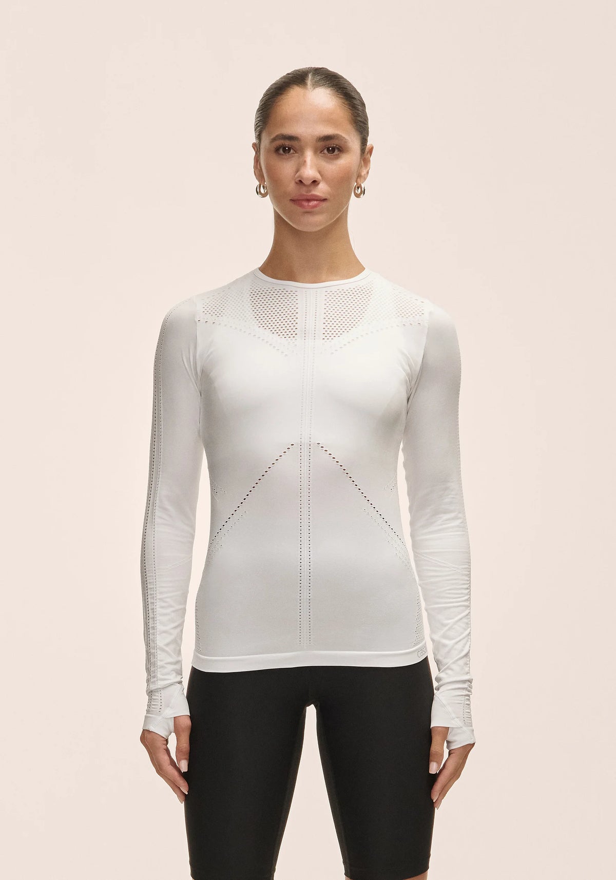 Casall Maze Long Sleeve maglia donna bianca traspirante